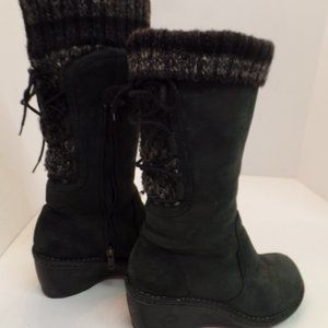UGG Australia Skylair #1936 Black Leather Wedge Heel Lace Up Zip Boots Size 8